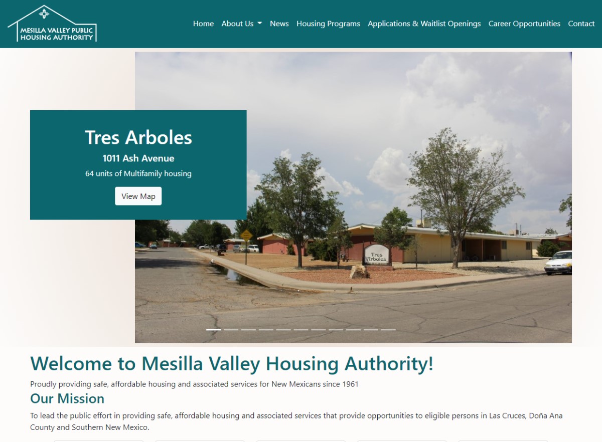 Screenshot of Mesilla Valley Housing Authority's Website